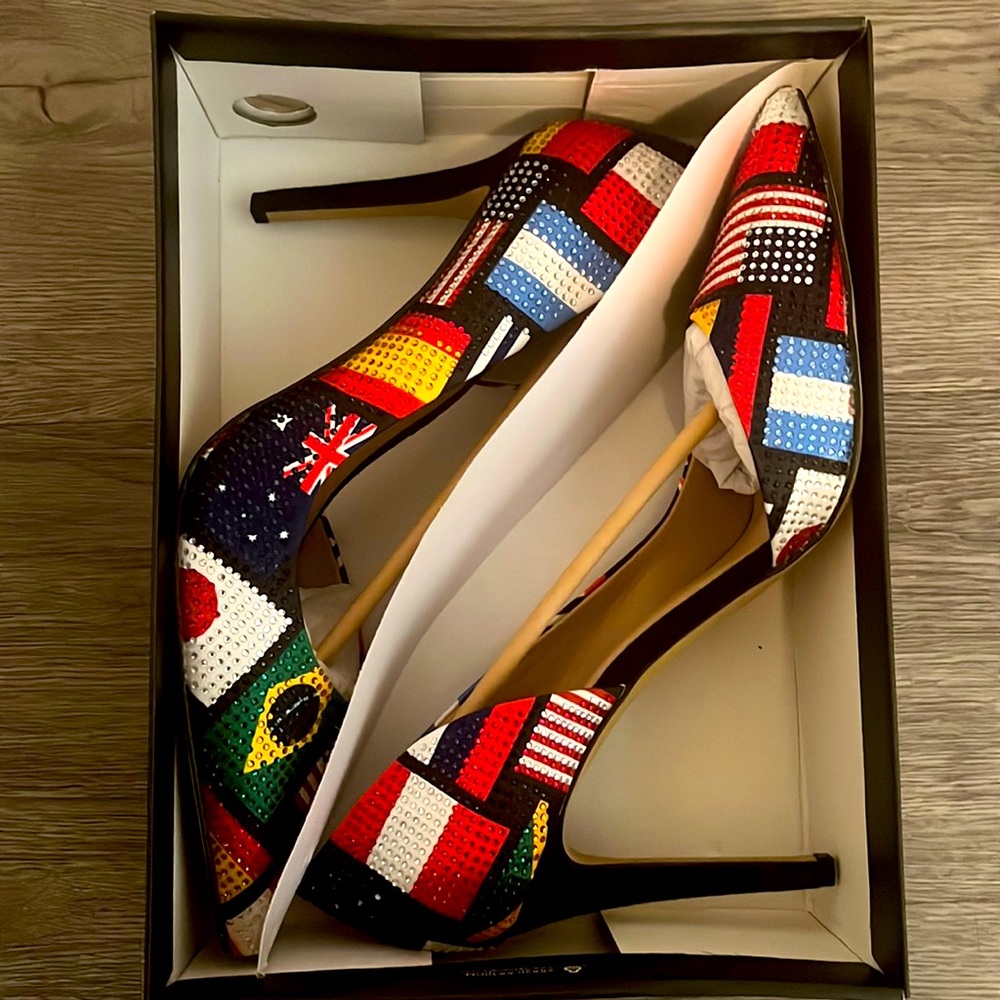 INC Women's Kenjay d'Orsay Pumps, Flag Bling, size 11